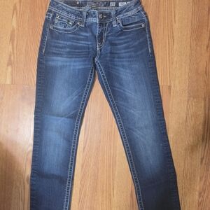 Miss Me Dark Indigo Skinny Jeans with Fading